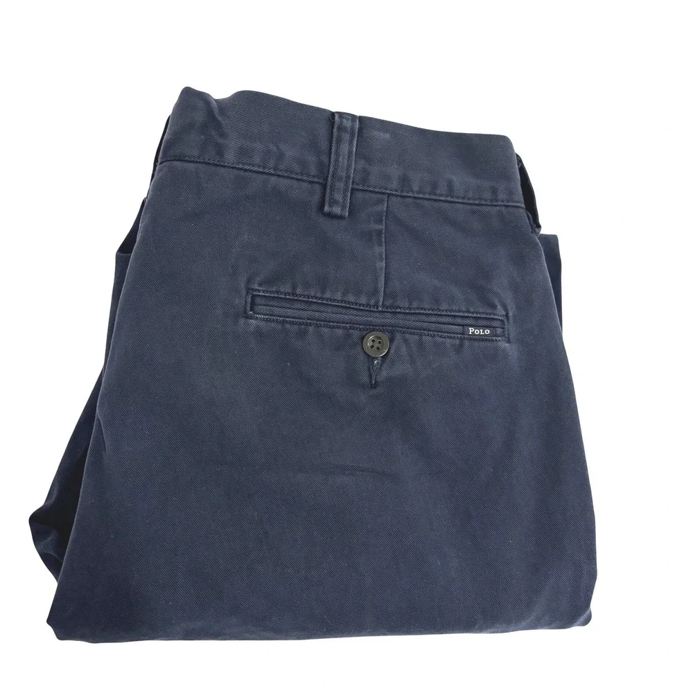 Polo Ralph Lauren Chino Pants Men 34W x 28L Navy Blue Cotton Twill Straight Fit